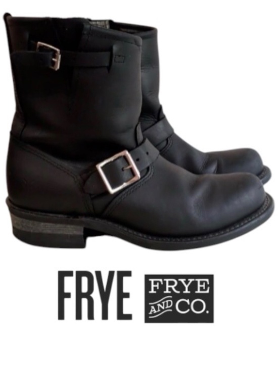 Frye Shoes - FRYE Leather Engineer Boots, Women’s Size 9, Black with Silvertone Buckle